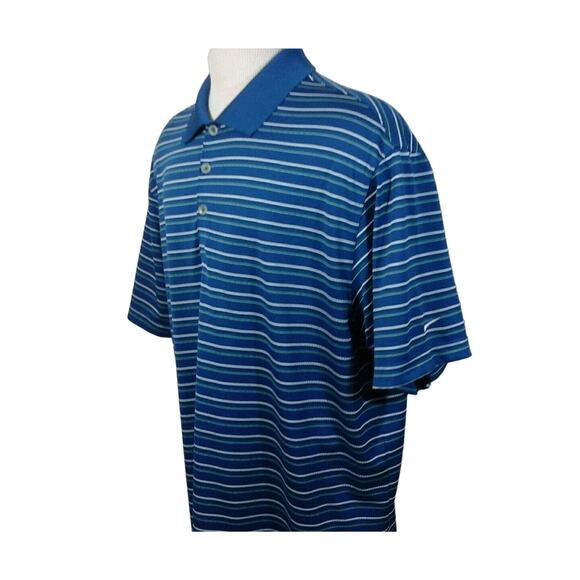 Nike Golf Fit Dry Blue Striped 3 Button Polo Shirt size XL 112820-0473 - Picture 3 of 6